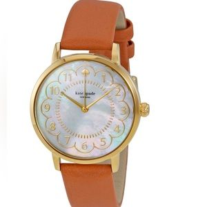 Kate Spade Metro 0835 Watch, brown leather strap & mother of pearl face